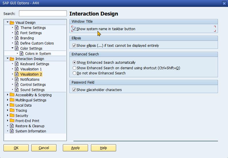 SAPGUI Options for Taskbar